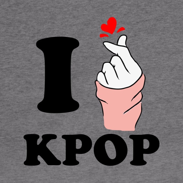 i love kpop finger heart black by Typography Dose